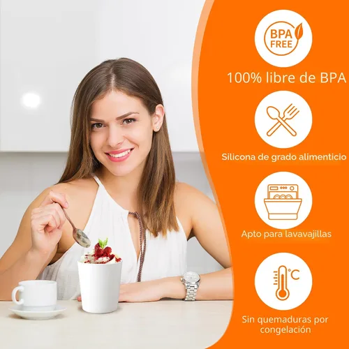 Miniatura 5 de Recipientes para helados caseros (paquete de 4 – 1 cuarto de galón cada uno), contenedores reutilizables de almacenamiento de helado para 1 Qt & 4