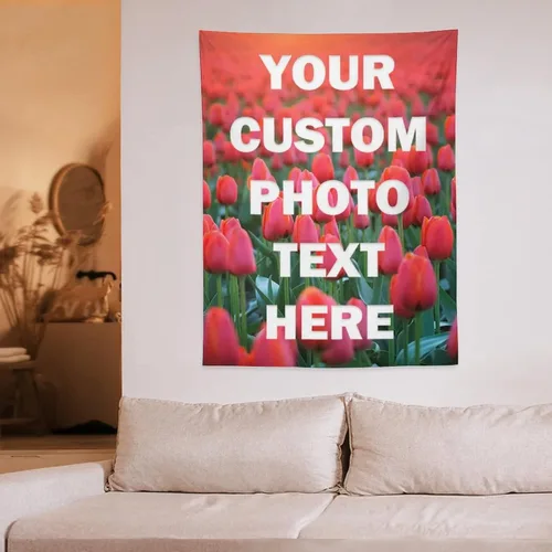 Miniatura 7 de Yananka Tapiz de tulipán floral rojo personalizado, arte de pared rectangular, unisex, decoración de dormitorio y sala de estar 1 Foto-Vertical