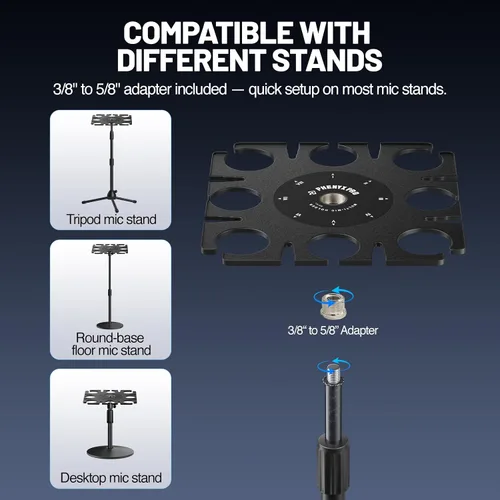 Miniatura 9 de Phenyx Pro Sistema de micrófono inalámbrico PTU-5200-2H2B incluido con soporte de micrófono múltiple de 8 ranuras MA-H1