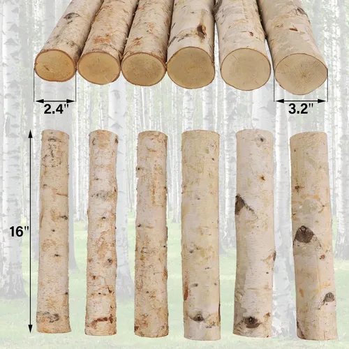 Miniatura 3 de Sancodee Paquete de 6 troncos de abedul blanco para chimenea - Troncos de árbol de abedul para decoración, leña decorativa para repisa falsa
