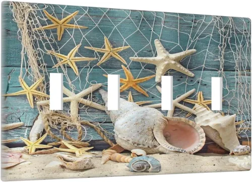 Miniatura 72 de Placa decorativa para interruptor de luz, playa, rosa, escena nocturna, 2 bandas, 1 palanca, 1 placa de pared dúplex, decoración de placa