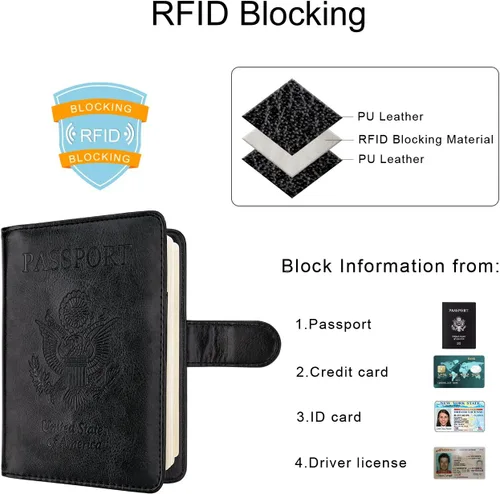 Miniatura 3 de WALNEW Funda para pasaporte de viaje, pasaporte, tarjetero, cartera