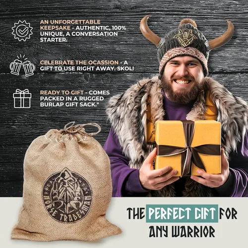 Miniatura 4 de Norse Tradesman Cuerno vikingo de cuerno de buey genuino de 12 pulgadas con exquisito lobo grabado a mano y nudo celta, funda de cinturón de cuero