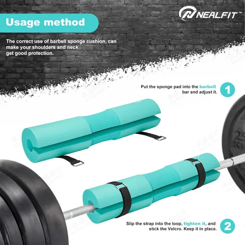 Miniatura 4 de NEALFIT Almohadilla para Barra de Pesos para Sentadillas—Almohadilla para Barra de Pesos—Ideal para Levantamiento de Pesas, Estocadas y Empujes