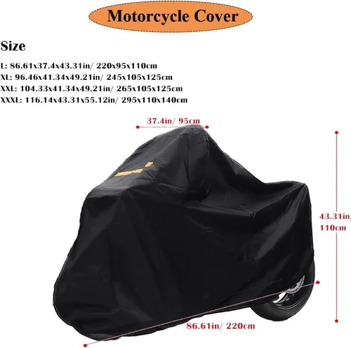 Miniatura 4 de Funda para motocicleta 420D Oxford impermeable para motocicleta, protector para exteriores, con mini cerradura y bolsa de almacenamiento