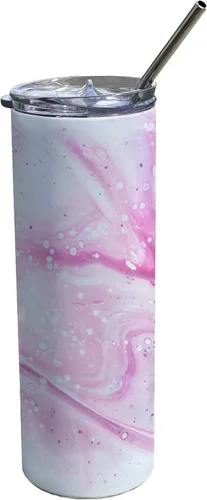 Miniatura 22 de Come On Babe Let's Go Party – Personalizar con nombre – Vaso de viaje de acero inoxidable blanco de 20 onzas con popote – Aislamiento al vacío