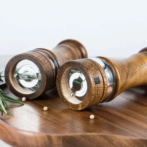 Miniatura 7 de Juego de molinillo de sal y pimienta de madera, 6.5 pulgadas, molinillos de sal y pimienta de madera de goma, juego de 2 con ventana acrílica