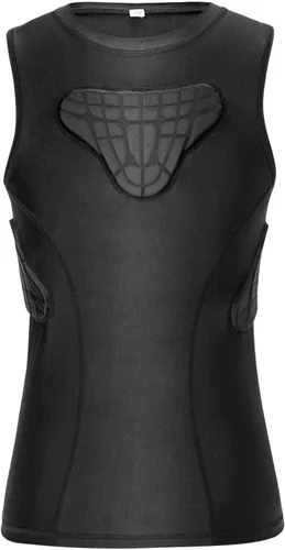 Miniatura 6 de TUOY Camisas de compresión acolchadas para jóvenes, protector de costillas en el pecho para fútbol, paintball, béisbol