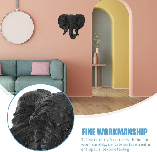 Miniatura 4 de Luxshiny Decoración de pared de cabeza de elefante, escultura de animales 3D, resina para colgar en la pared, arte africano de vida silvestre