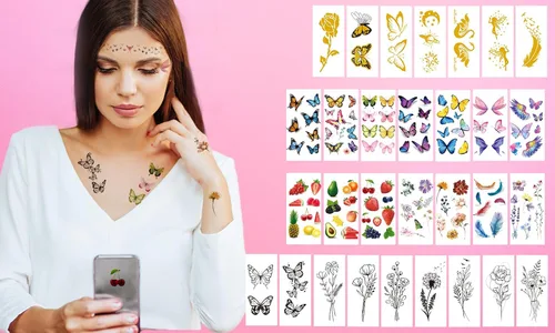 Miniatura 4 de 54 hojas de tatuajes faciales de pecas doradas con purpurina, más de 150 piezas de pegatinas temporales de Halloween con purpurina, pecas brillantes