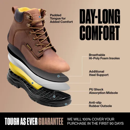 Miniatura 3 de EVER BOOTS ULTRA DRY Botas de trabajo de senderismo impermeables para hombre, zapatos ligeros de cuero de utilidad, botas tácticas militares al aire