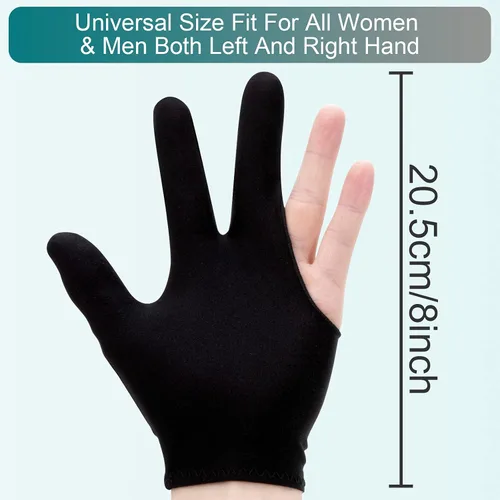 Miniatura 2 de ONLYFU Guantes de billar de tres dedos, guantes de piscina para mujeres y hombres, tanto para mano izquierda como derecha