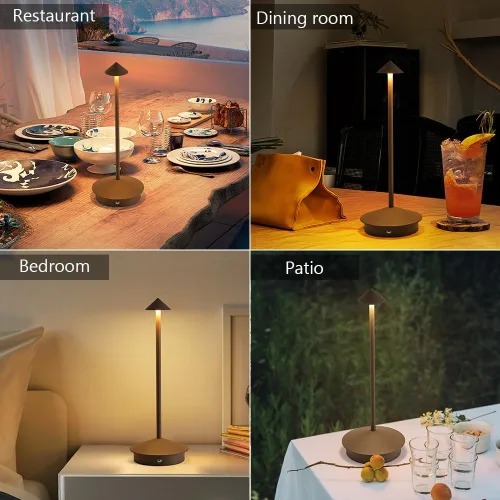 Miniatura 5 de Paquete de 2 lámparas de mesa inalámbricas recargables LED, portátiles de exterior, 5000 mAh, operadas con batería, luz de mesa con control táctil