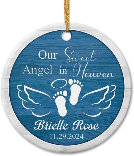 Miniatura 13 de Adorno de cerámica personalizado con texto en inglés "A Piece of My Heart is in Heaven" para Navidad 2026, adorno cardenal rojo conmemorativo