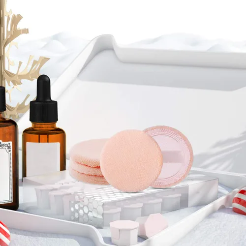 Miniatura 4 de 5 esponjas para polvo, aplicador de algodón redondo de maquillaje, soplo de aire con cinta, polvo facial para suelto y base, 3.15 pulgadas (naranja)