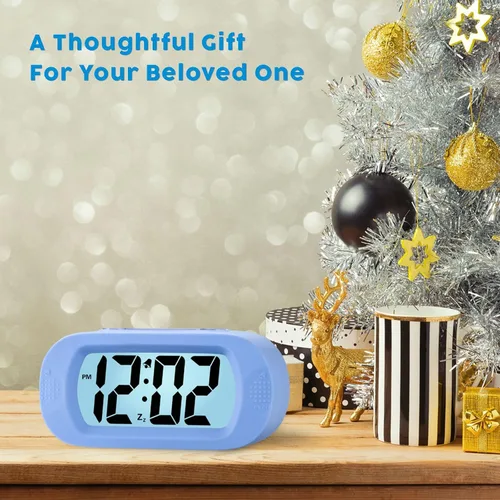 Miniatura 7 de Plumeet Reloj Despertador para Niños LCD Digital Grande Relojes Despertadores de Viaje con Repetición y Luz Nocturna - Sonido Ascendente
