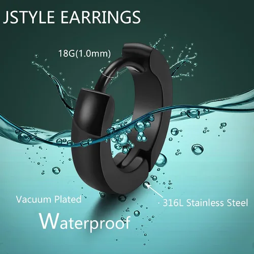 Miniatura 2 de Jstyle 4 pares de aretes de acero inoxidable para hombres y mujeres, aretes de aro Huggie Piercing 18G