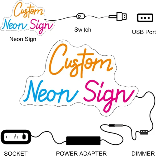 Miniatura 6 de Letrero de neón personalizado, letrero de neón LED personalizable para decoración de pared de dormitorio, letrero de nombre de neón regulable