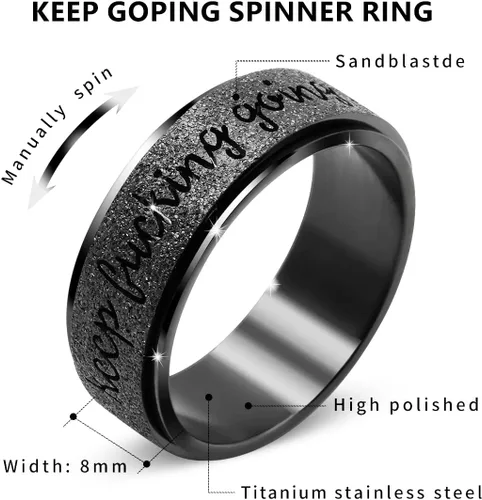 Miniatura 4 de Anillo antiestrés de titanio, de acero inoxidable para la ansiedad, tamaño 6-12, ancho 6 mm, 5 colores, para mujeres y hombres oro rosa, arco iris