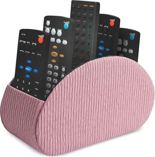 Miniatura 36 de QIELIZI Soporte para control remoto, organizador de escritorio de piel sintética con 5 compartimentos espaciosos para controles remotos de TV