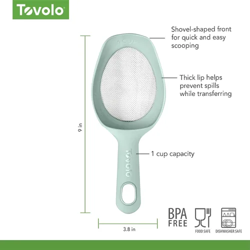 Miniatura 5 de Tovolo Cuchara y tamiz tamiz de harina para hornear polvo 1 taza de tamiz de harina de malla fina 20, fácil cuchara apta para lavavajillas