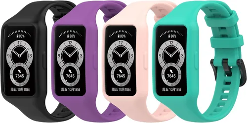 Miniatura 8 de Paquete de 4 correas de silicona compatibles con Huawei Band 7 correas de repuesto de liberación rápida para Huawei Band 7