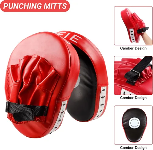 Miniatura 4 de SEISSO Almohadillas de boxeo para patadas, guantes de boxeo curvos, guantes de boxeo para niños, material de cuero, almohadilla de karate