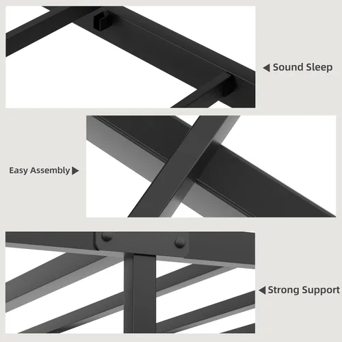 Miniatura 7 de Nuturelly Base de cama Queen con cajones de almacenamiento y cabecera LED inteligente, cama de plataforma tapizada con soporte de metal sin ruido