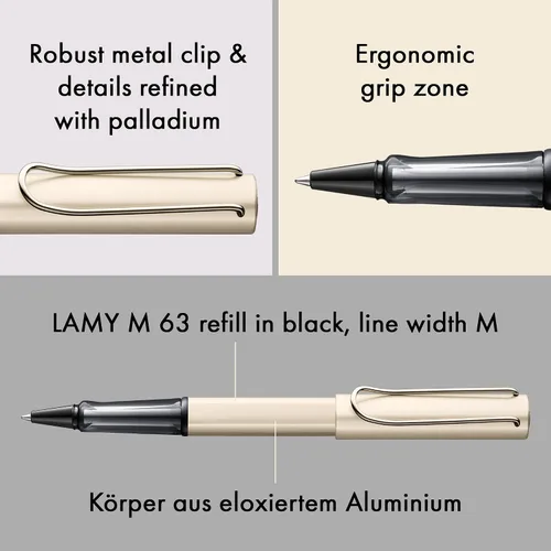 Miniatura 4 de LAMY Lx Palladium Rollerball Pen - Bolígrafo ligero con agarre transparente y ergonómico y ancho de línea M - cuerpo de aluminio anodizado - incluye