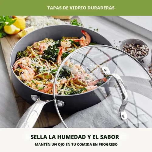 Miniatura 9 de GreenPan Valencia Pro - Juego de utensilios de cocina antiadherentes de cerámica, sin PFAS, listos para inducción, ollas y sartenes anodizadas duras