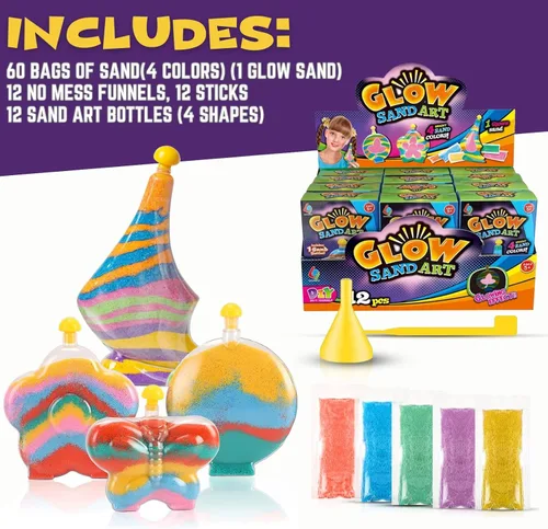 Miniatura 6 de Crea tu propia actividad artística de arena mágica con purpurina Kits de arena personalizados de colores que brillan en la oscuridad para niños
