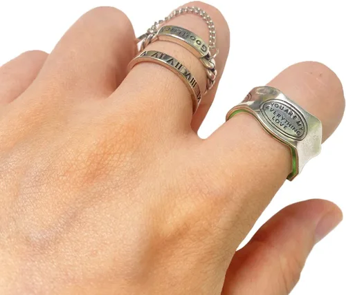 Miniatura 23 de Anillos de banda ancha de plata de ley 925 vintage hechos a mano para mujeres/hombres, anillo ajustable para el pulgar