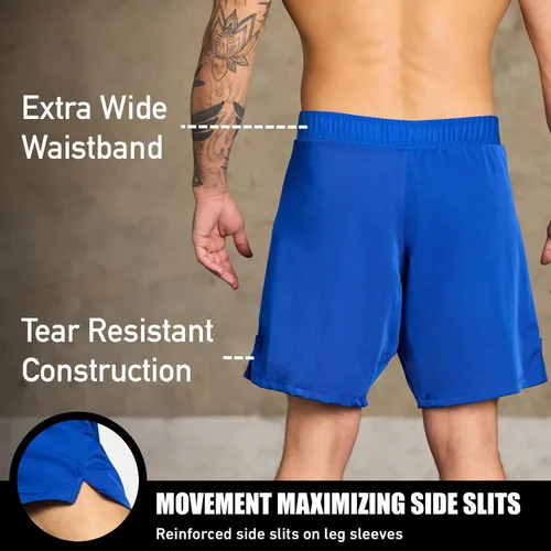 Miniatura 20 de Elite Sports - Shorts de combate para hombre, color negro, para combates MMA, BJJ, Jiu Jitsu