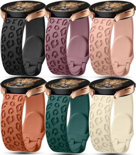 Paquete de 6 correas grabadas compatibles con Samsung Galaxy Watch 5 Band/Galaxy Watch 4 Bands/Galaxy Watch 3 Bands/Active 2 Watch Bands, correa