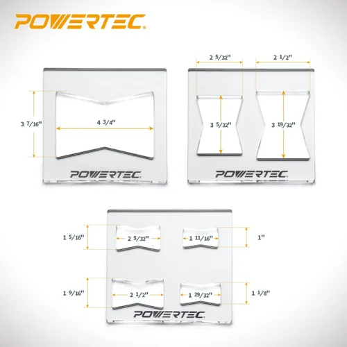 Miniatura 2 de POWERTEC 71728 Kit de plantillas de incrustaciones de mariposa Router y piezas decorativas para carpintería - Juego de 3 piezas