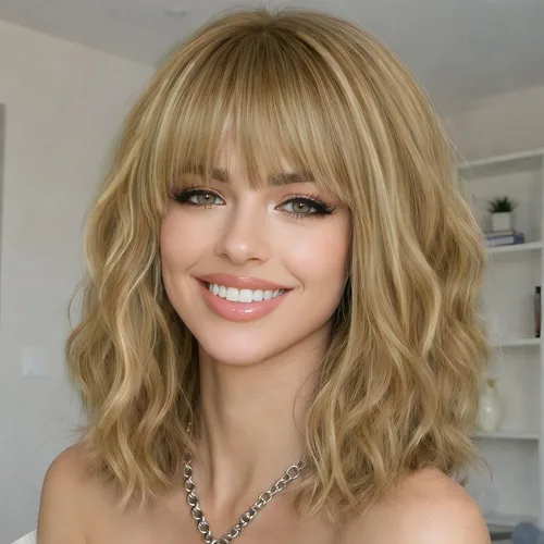 Miniatura 31 de AISI HAIR Peluca Bob Sintética Rizada y Ondulada Marrón Natural con Flequillo para Mujeres, 21-23 Pulgadas Marrón oscuro