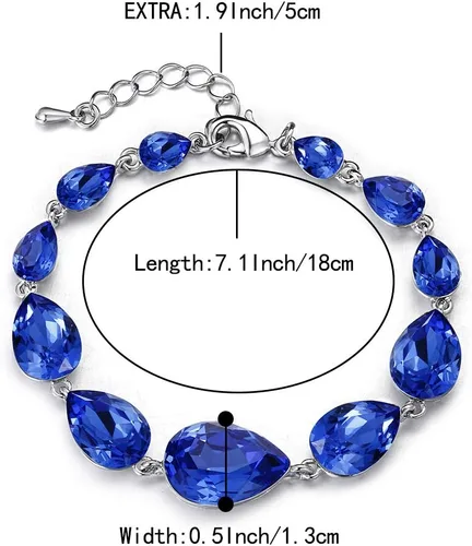 Miniatura 5 de BriLove Pulsera de cristal brillante para mujer, con múltiples lágrimas, para boda, fiesta nupcial, baile de graduación