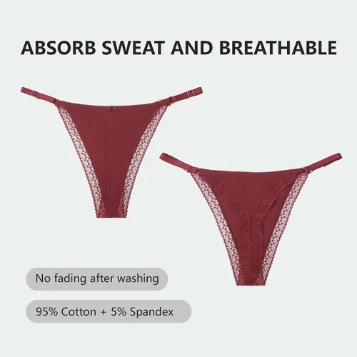 Miniatura 5 de Aijolen Tanga de algodón para mujer, ropa interior ajustable para mujer, bragas de cintura baja para mujer, no se ven