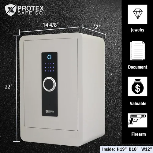 Miniatura 6 de ProtexSafe SK-60 - Caja fuerte de acero ignífugo para el hogar con teclado biométrico, digital, cerradura de llave, 1.32 pies cúbicos, 11.8 x 14.5 x