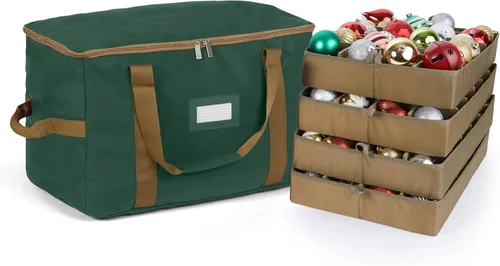 Miniatura 100 de Covermates Keepsakes Bolsa de almacenamiento ajustable para adornos, poliéster resistente, separadores acolchados y bandejas FlexGrid, organizador