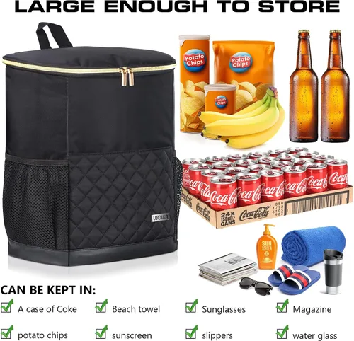 Miniatura 2 de Mochila Enfriadora Wolka 30 Latas, Mochilas Enfriadoras Portátiles Aisladas a Prueba de Fugas, Bolsa Enfriadora Impermeable de Lado Suave