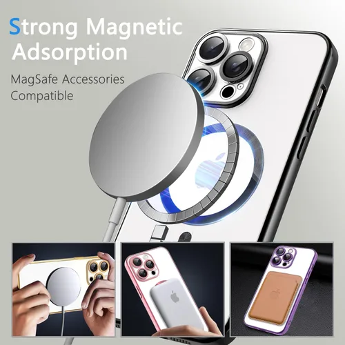 Miniatura 4 de Misscase Funda MagSafe compatible con iPhone 12 Pro Max con protector de lente de cámara, protección completa, funda magnética transparente