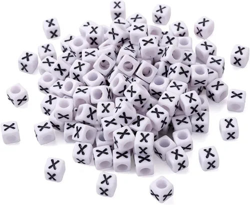 Miniatura 36 de FASHEWELRY 300 cuentas cúbicas de acrílico con números cuadrados mezclados del 0 al 9, cuentas de acrílico blanco de 0.236 x 0.236 pulgadas