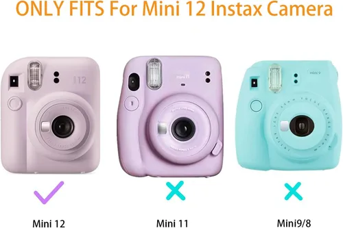 Miniatura 5 de Funda transparente Mini 12 con bolsillo para película para cámara instantánea Fujifilm Instax Mini 12, vitrina con correa de hombro ajustable Funda