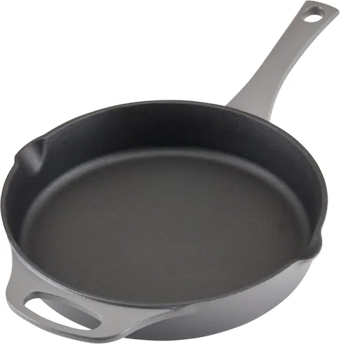 Miniatura 11 de Rachael Ray NITRO - Sartén de hierro fundido con mango auxiliar y boquillas de vertido, 10 pulgadas, color gris