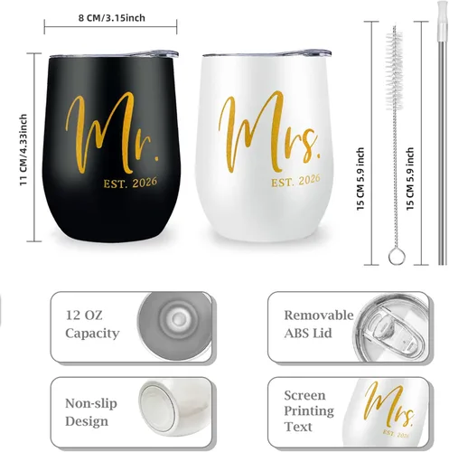 Miniatura 9 de ELEGANTPARK Mr and Mrs Gifts - Regalos de boda para parejas, regalo de compromiso para recién casados, regalo de compromiso para novios y novios