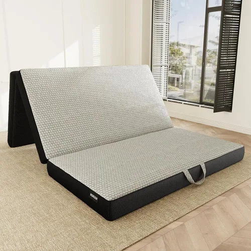 Miniatura 12 de ROXGOX Colchón Plegable Triple de Espuma Viscoelástica, Cama de Piso Portátil Individual de 4 Pulgadas, Colchoneta Plegable con Funda Lavable, Asa