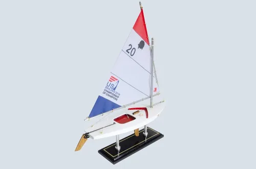 Miniatura 4 de LK Decoración de barco de vela modelo Sunfish de madera 16"-10