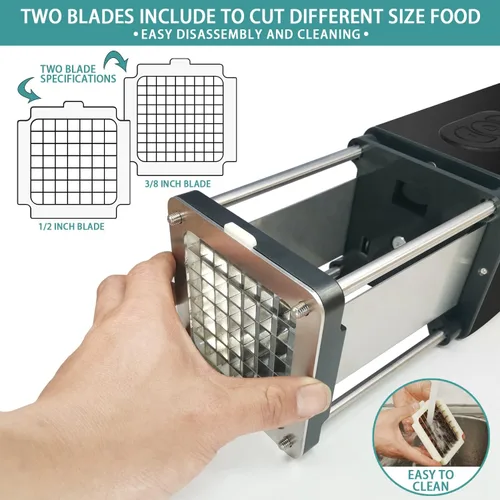 Miniatura 4 de Cortador Eléctrico de Papas Fritas, Cortador Profesional de Papas Fritas Comercial y Doméstico, Cortador de Papas con Cuchilla de 1/2 Pulgada y 3/8