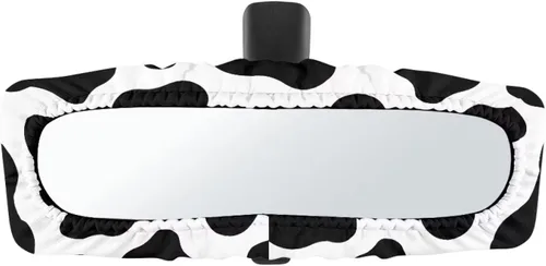 Miniatura 10 de Funda para espejo retrovisor de automóvil con estampado de vaca negro, protector de espejo retrovisor automático elástico